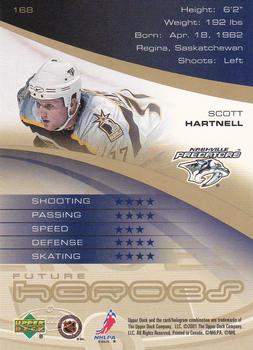 2000-01 Upper Deck Heroes #168 Scott Hartnell Back