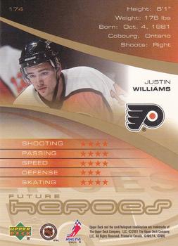 2000-01 Upper Deck Heroes #174 Justin Williams Back