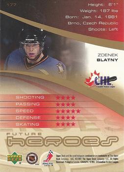 2000-01 Upper Deck Heroes #177 Zdenek Blatny Back