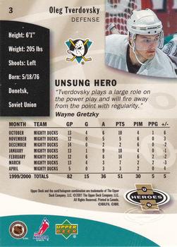 2000-01 Upper Deck Heroes #3 Oleg Tverdovsky Back