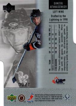 2000-01 Upper Deck Ice #45 Dimitri Afanasenkov Back
