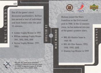 2000-01 Upper Deck Legends #40 Mike Modano / Ed Belfour Back