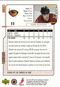 2000-01 Upper Deck MVP #10 Dean Sylvester Back