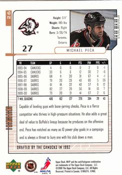 2000-01 Upper Deck MVP #26 Michael Peca Back