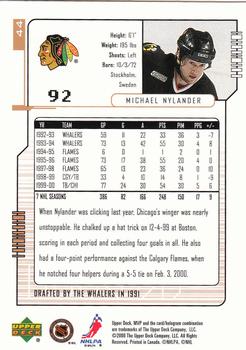 2000-01 Upper Deck MVP #44 Michael Nylander Back