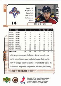 2000-01 Upper Deck MVP #80 Ray Whitney Back