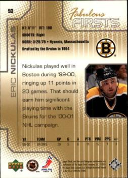 2000-01 Upper Deck Pros & Prospects #93 Eric Nickulas Back