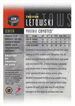 2000-01 Upper Deck Victory #179 Trevor Letowski Back