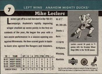 2000-01 Upper Deck Vintage #7 Mike Leclerc Back