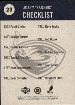 2000-01 Upper Deck Vintage #23 Thrashers Checklist Back