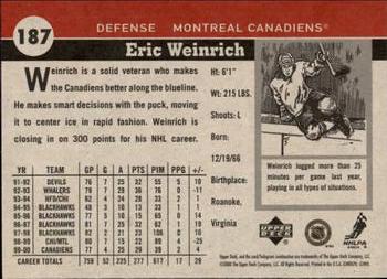 2000-01 Upper Deck Vintage #187 Eric Weinrich Back
