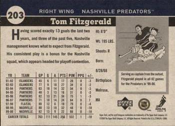 2000-01 Upper Deck Vintage #203 Tom Fitzgerald Back
