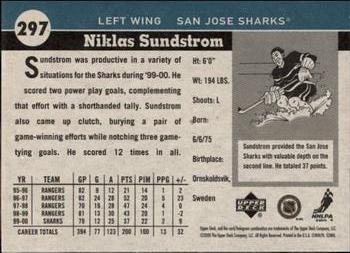 2000-01 Upper Deck Vintage #297 Niklas Sundstrom Back