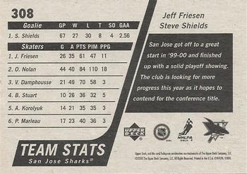 2000-01 Upper Deck Vintage #308 Jeff Friesen / Steve Shields Back
