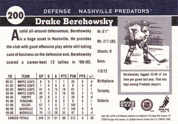 2000-01 Upper Deck Vintage #200 Drake Berehowsky Back