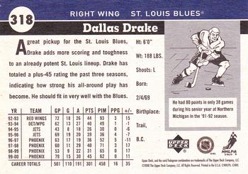2000-01 Upper Deck Vintage #318 Dallas Drake Back