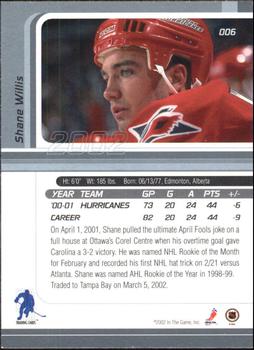 2001-02 Be a Player Signature Series #006 Shane Willis Back