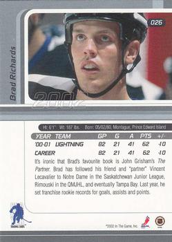 2001-02 Be a Player Signature Series #026 Brad Richards Back