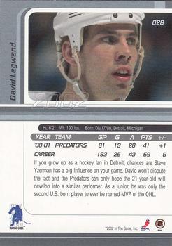 2001-02 Be a Player Signature Series #028 David Legwand Back