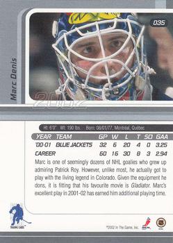 2001-02 Be a Player Signature Series #035 Marc Denis Back