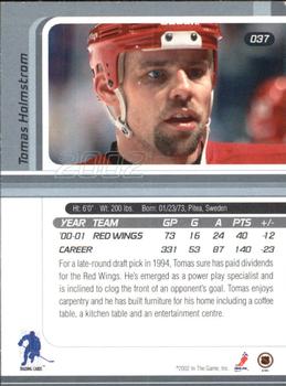 2001-02 Be a Player Signature Series #037 Tomas Holmstrom Back