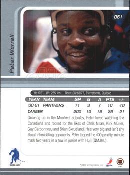 2001-02 Be a Player Signature Series #061 Peter Worrell Back