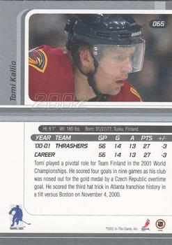 2001-02 Be a Player Signature Series #065 Tomi Kallio Back