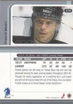 2001-02 Be a Player Signature Series #070 Fredrik Modin Back
