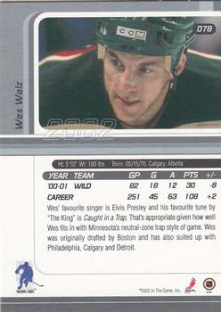 2001-02 Be a Player Signature Series #078 Wes Walz Back