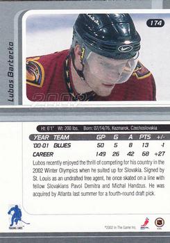 2001-02 Be a Player Signature Series #174 Lubos Bartecko Back
