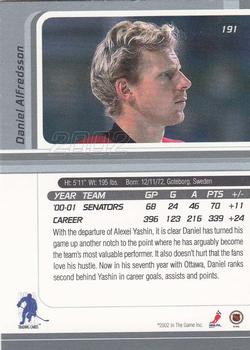 2001-02 Be a Player Signature Series #191 Daniel Alfredsson Back