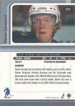 2001-02 Be a Player Signature Series #202 Daniel Tjarnqvist Back