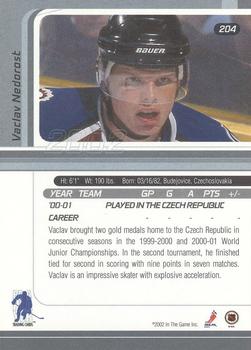2001-02 Be a Player Signature Series #204 Vaclav Nedorost Back