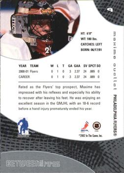 2001-02 Be a Player Between the Pipes #9 Maxime Ouellet Back