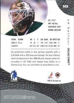 2001-02 Be a Player Between the Pipes #10 Ed Belfour Back