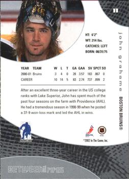 2001-02 Be a Player Between the Pipes #11 John Grahame Back
