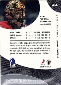 2001-02 Be a Player Between the Pipes #22 Jani Hurme Back
