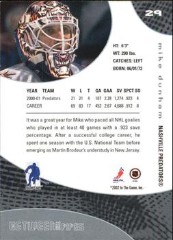 2001-02 Be a Player Between the Pipes #29 Mike Dunham Back