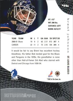 2001-02 Be a Player Between the Pipes #46 Brent Johnson Back