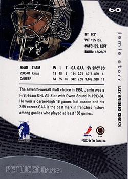 2001-02 Be a Player Between the Pipes #60 Jamie Storr Back