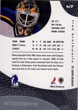 2001-02 Be a Player Between the Pipes #67 Fred Brathwaite Back