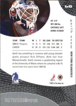 2001-02 Be a Player Between the Pipes #68 Garth Snow Back