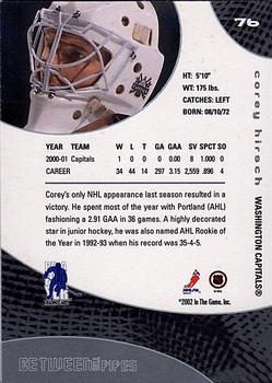 2001-02 Be a Player Between the Pipes #76 Corey Hirsch Back
