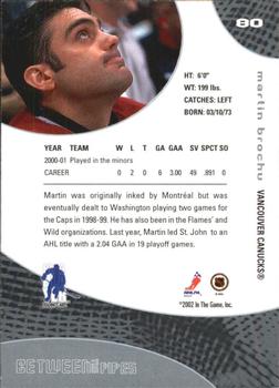 2001-02 Be a Player Between the Pipes #80 Martin Brochu Back