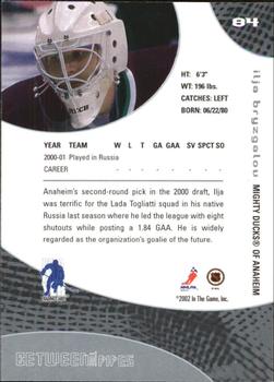 2001-02 Be a Player Between the Pipes #84 Ilja Bryzgalov Back