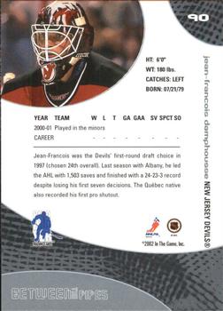 2001-02 Be a Player Between the Pipes #90 Jean-Francois Damphousse Back