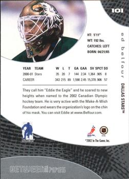 2001-02 Be a Player Between the Pipes #101 Ed Belfour Back