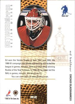 2001-02 Be a Player Between the Pipes #112 Ed Belfour Back