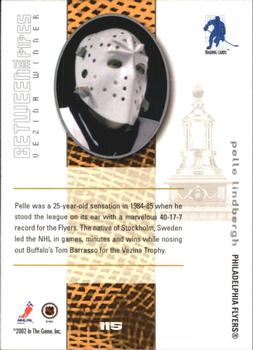 2001-02 Be a Player Between the Pipes #115 Pelle Lindbergh Back