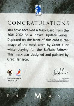 2001-02 Be a Player Between the Pipes - The Mask #NNO Grant Fuhr Back